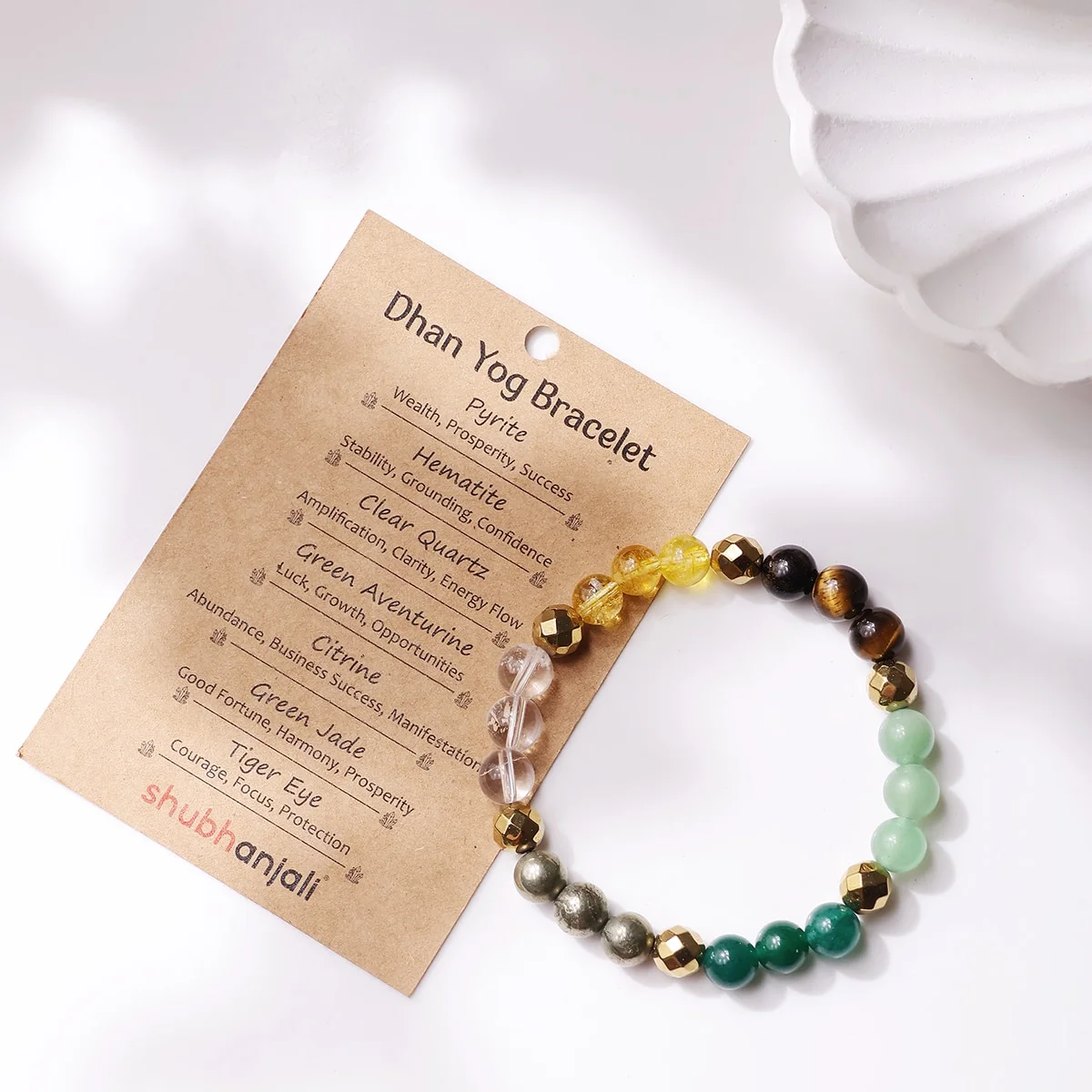 Lumina Original Dhanyog Beads Bracelet (8mm) | Sacred Multi-Gemstone Wealth Combination for Laxmi Kripa, Business Growth & Prosperity (Unisex)