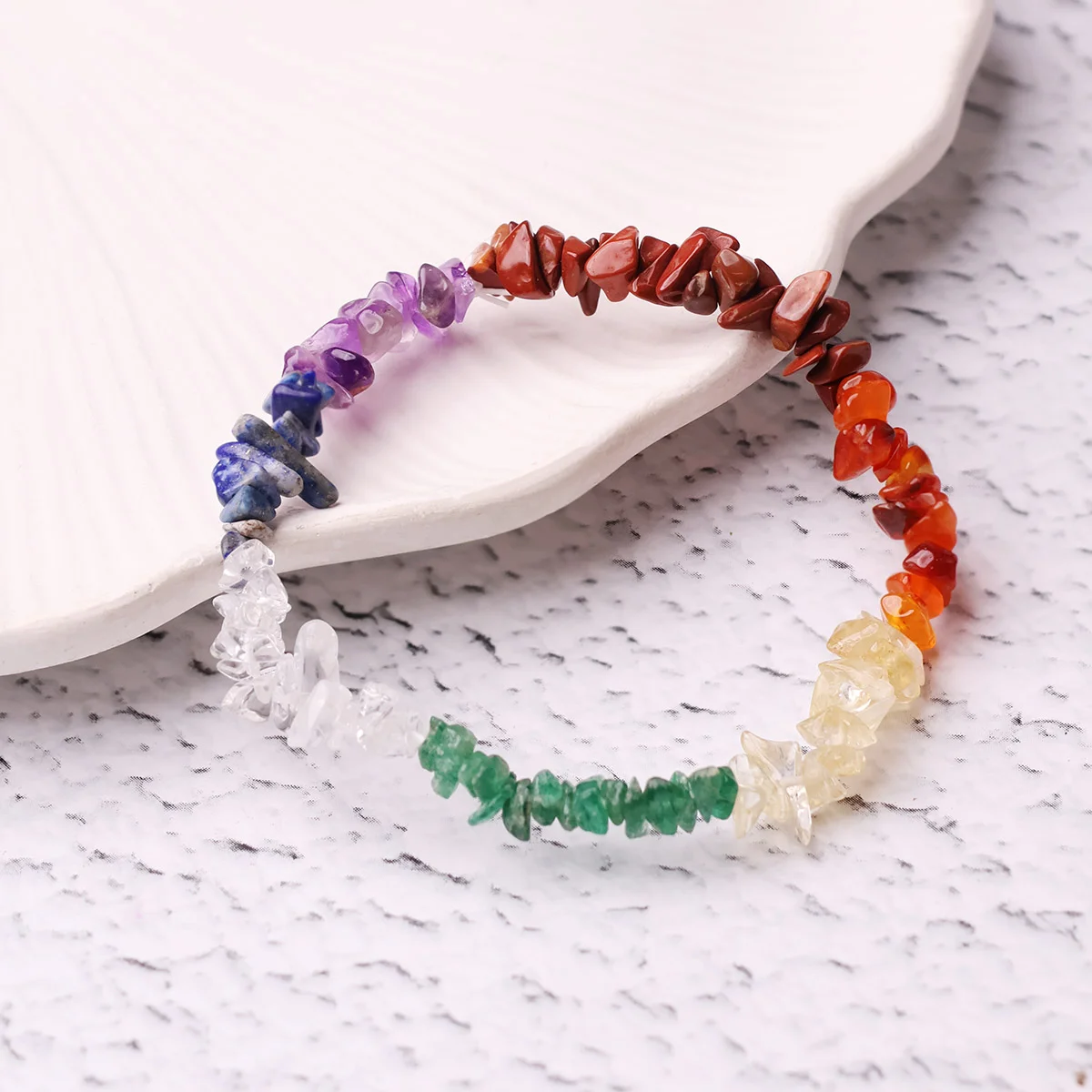 Lumina Natural 7 Chakra Chips Bracelet | Raw Nugget Crystal Energy Band for Aura Alignment, Reiki Healing & Vitality (Unisex)