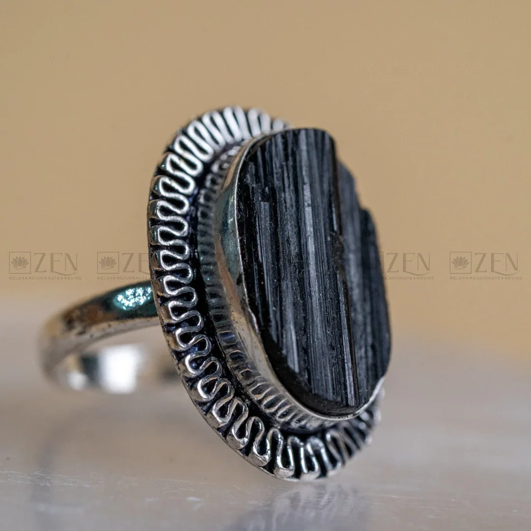 Raw Black Tourmaline Ring