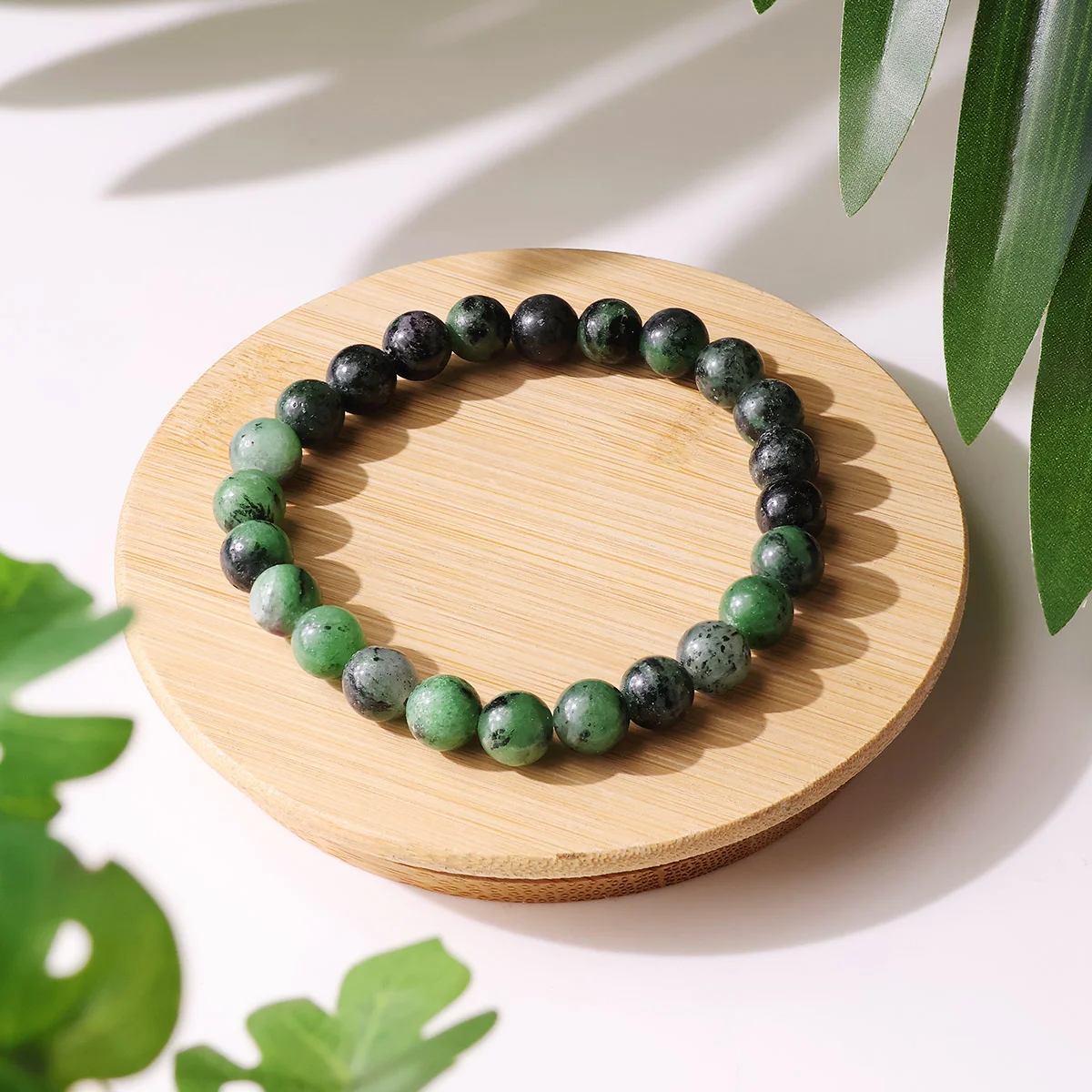 Lumina Natural Ruby Zoisite Bracelet (8mm Beads) | Anyolite Heart & Root Chakra Balance Stone for Passion, Healing & Vitality