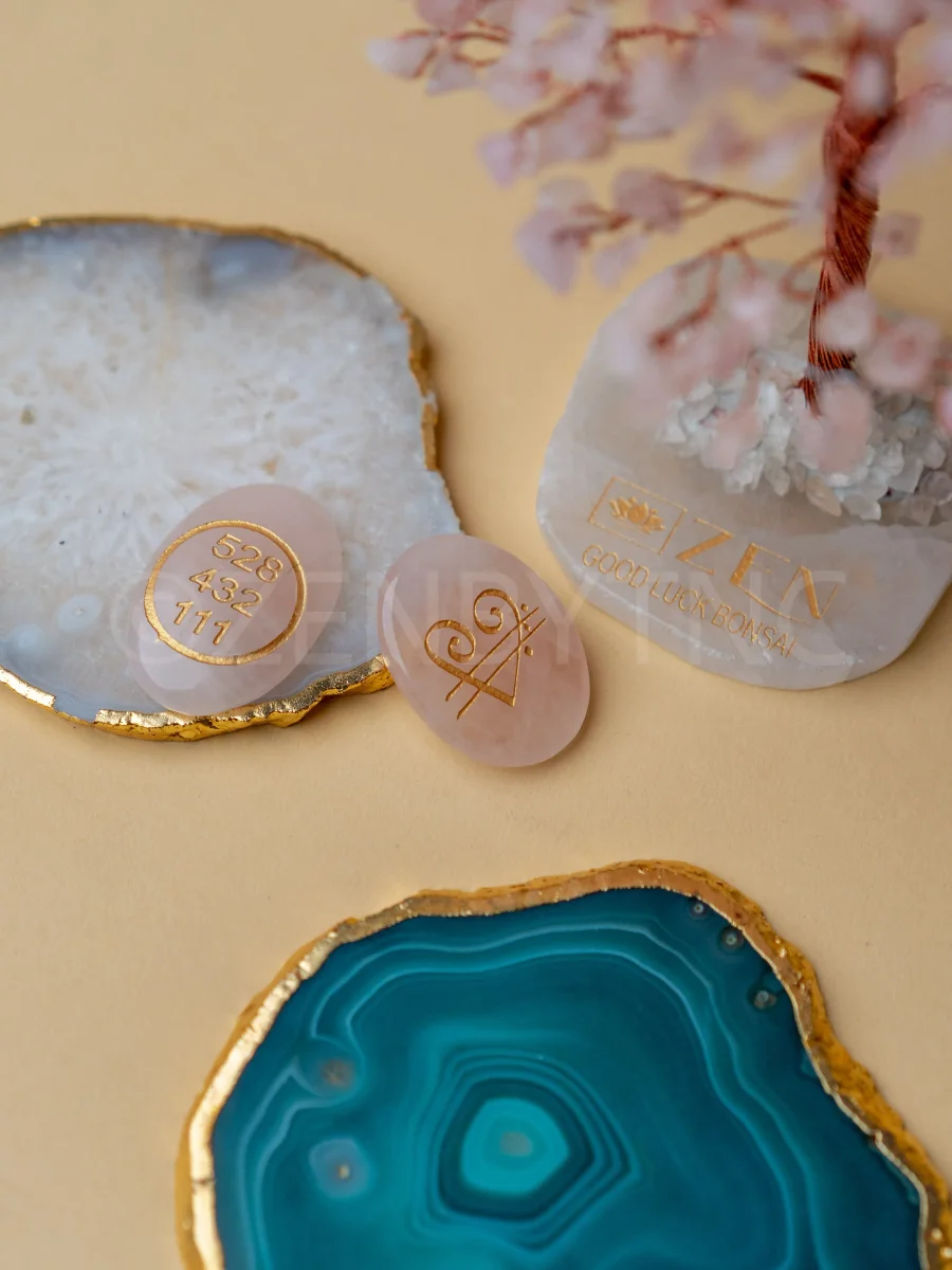 Rose Quartz Zibu Coin For Love & Harmony