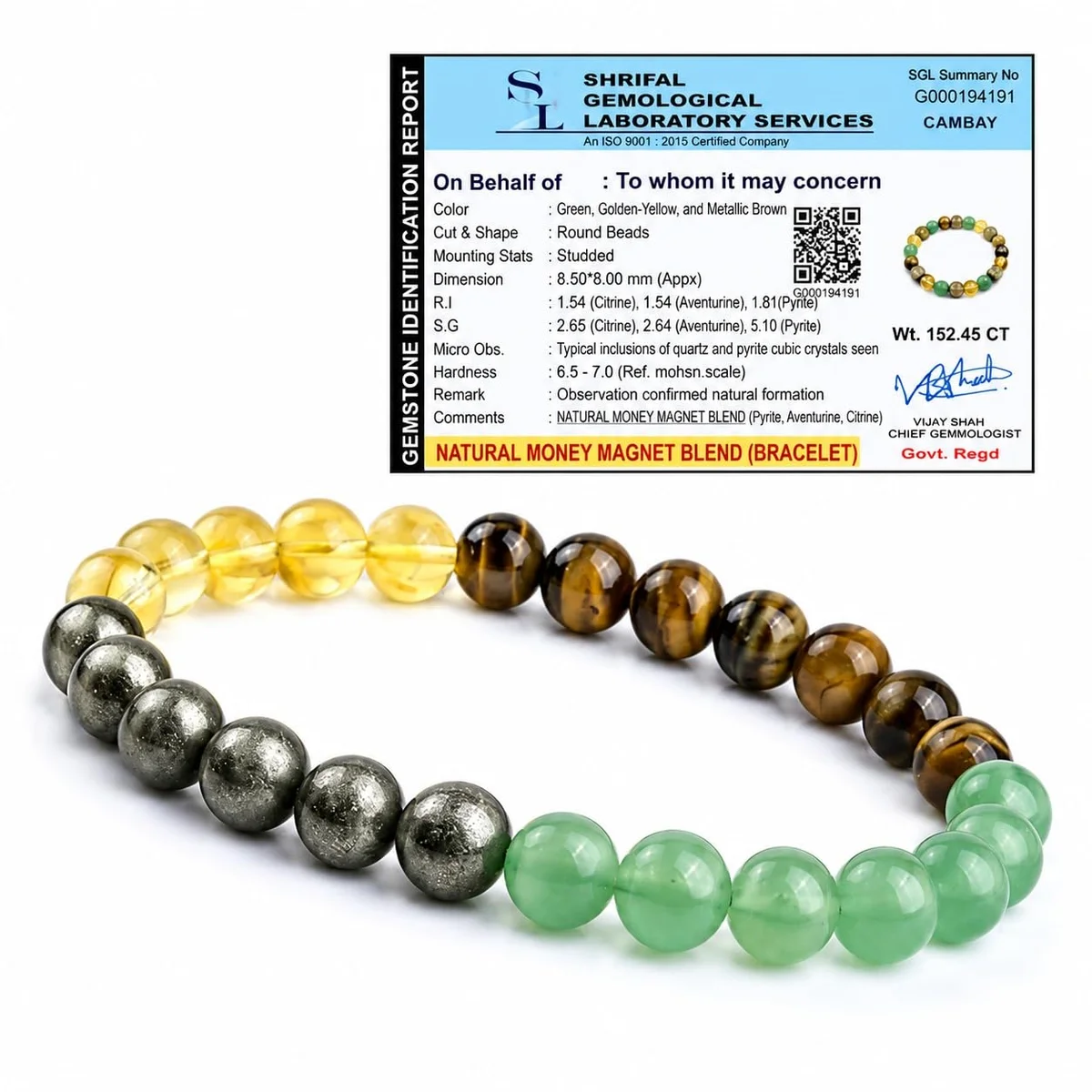Lumina Original Money Magnet Bracelet (8mm Natural Gemstone Beads) | Powerful Abundance, Wealth & Success Crystal Bracelet for Men & Women