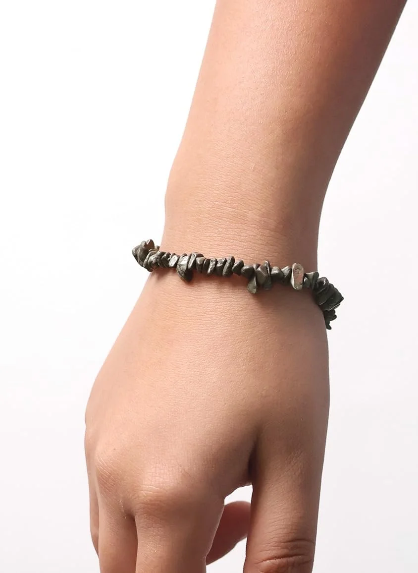 ASTROGHAR Natural Pyrite Chips Uneven Cut Crystals Bracelet