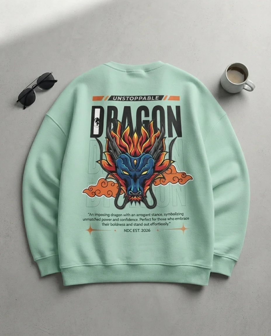 The Unstoppable Dragon Sweatshirt — Mint | 300 GSM fleece