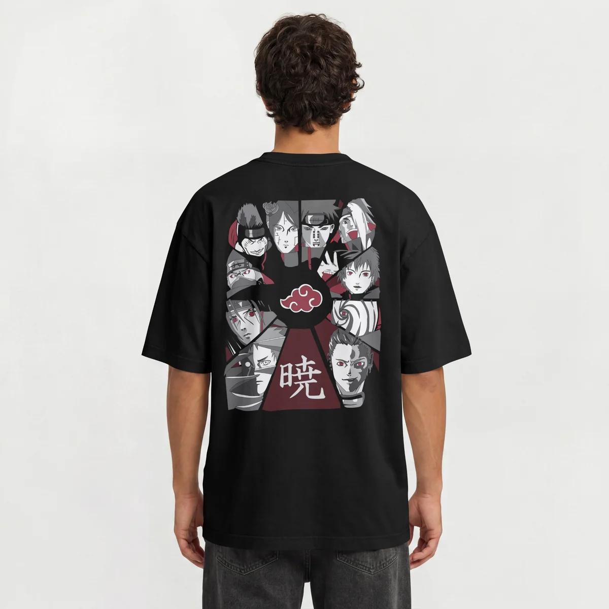 Akatsuki Oversized T-Shirt – Front & Back Printed Anime Design | 240 GSM Heavyweight Cotton