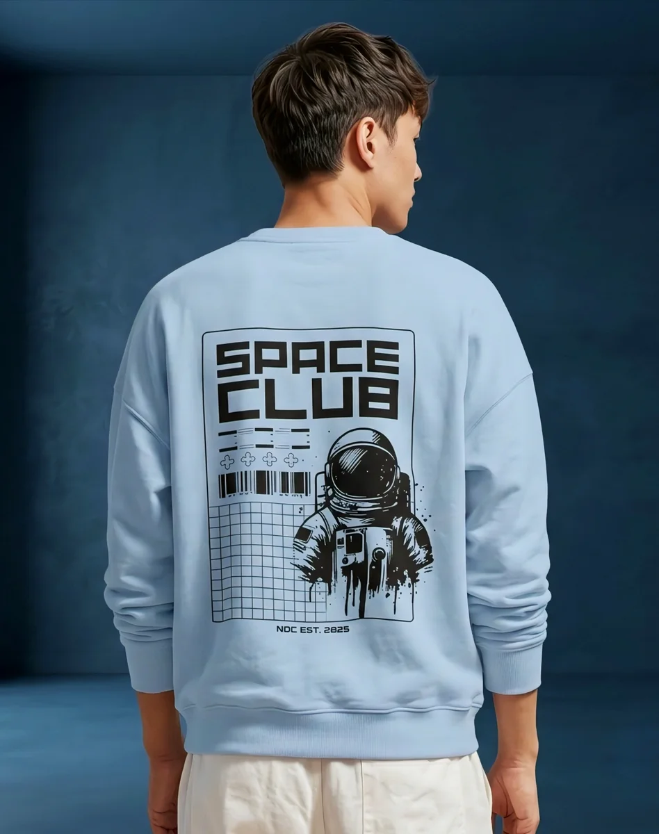 Space Club Sweatshirt – Sky Blue | 300 GSM Fleece