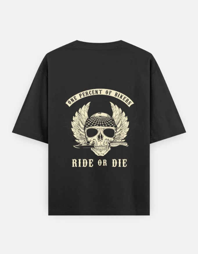Ride or Die Oversized T-Shirt – Black | 240 GSM Premium Cotton | Unisex Streetwear | Back Print