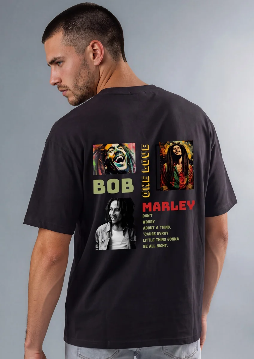 Bob Marley Oversized T-Shirt – Black | 240 GSM Cotton