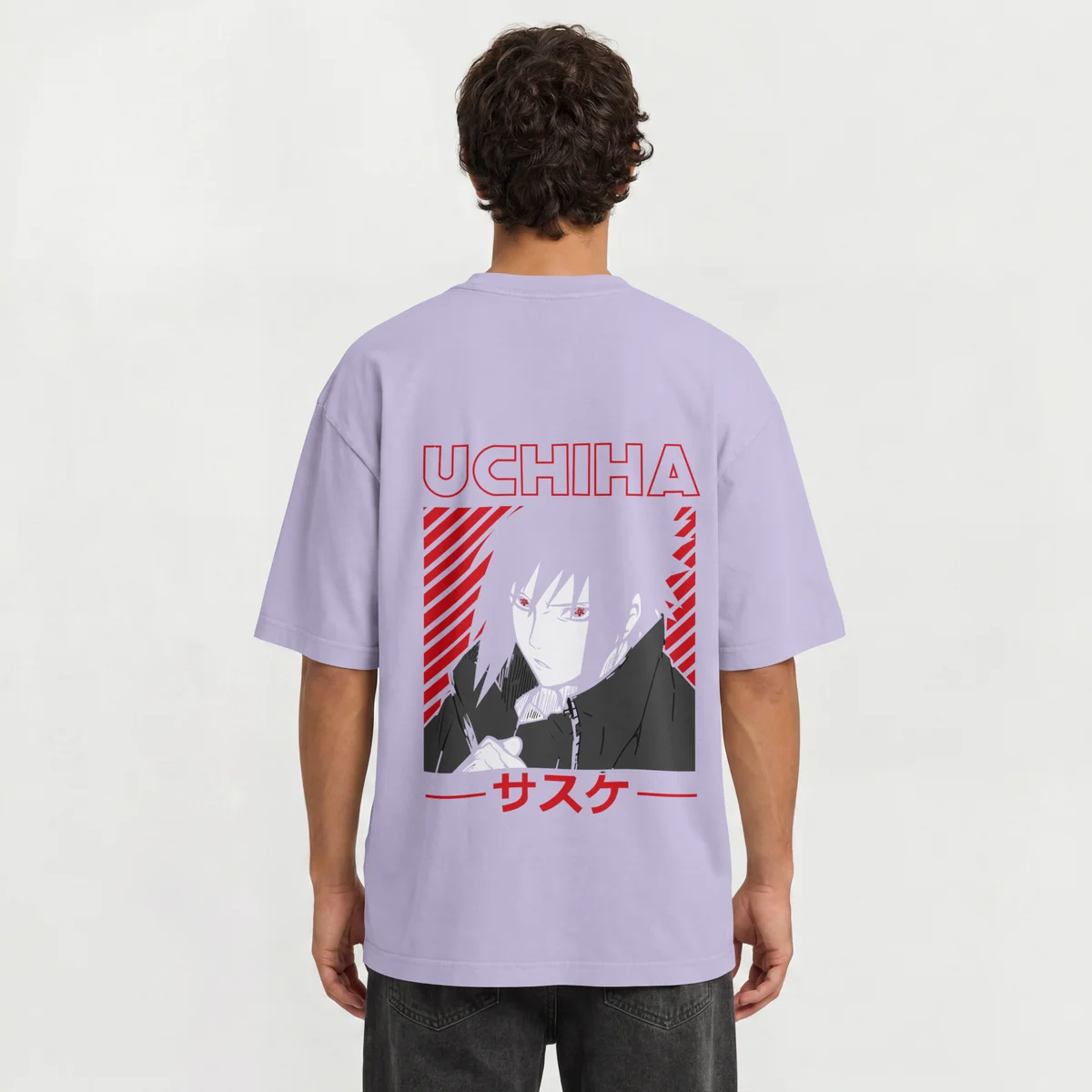 Sasuke Uchiha Lavender Oversized T-Shirt