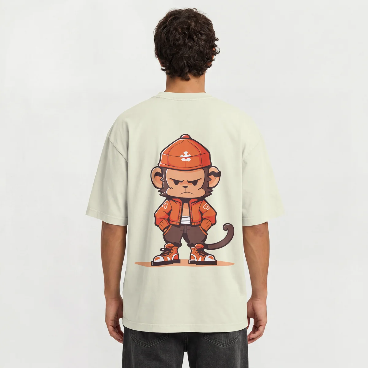 🐒 Swag Monkey Off-White Oversized T-Shirt