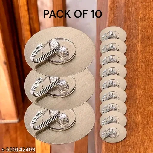 10 PCS Golden Round Self-Adhesive Wall Hooks – Heavy Duty Hooks