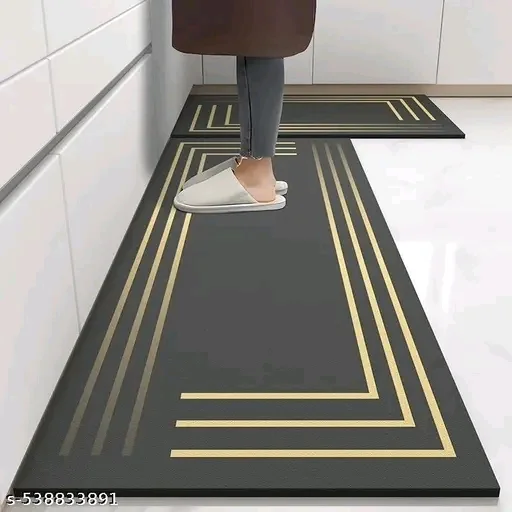 Floral Polyester Kitchen Floor Mats Set of 2