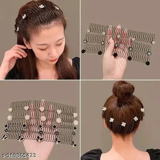 Girls Hair Combs – Pearl Flower Bun Pin Accessories Set-2