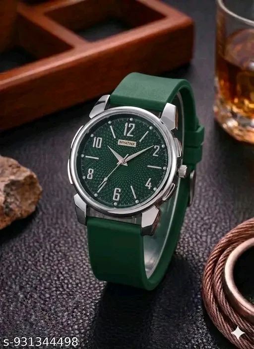 Premium Men's Anaalog Watch - Designer Green Dial with Silver Numerals | Perfect Gift for Men