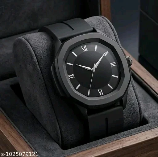 HC HARMI CREATIVE Analogue Wrist Causal Square Black Dial Black Slicon Strap Watch For Men Boys
