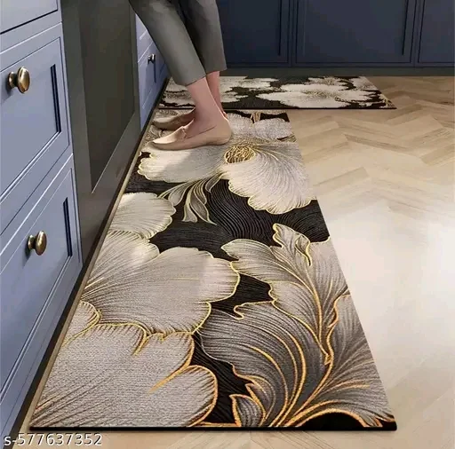 Floral Polyester Floor Mat Set of 2 – Kitchen & Home Rugs