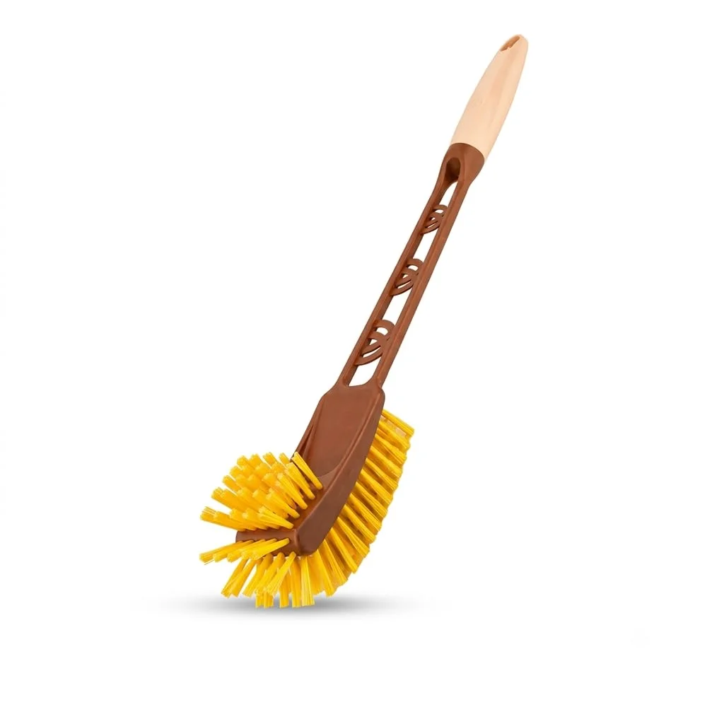Wondra premium Double Hockey Toilet Cleaning Brush, Long Handle 46 cm, Curved Toilet Brush for Indian & Western Toilets