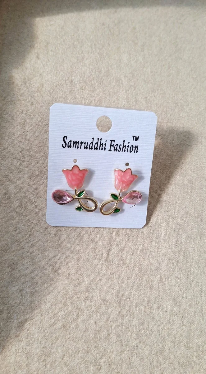 Pink Tulip Flower Stud Earrings 5