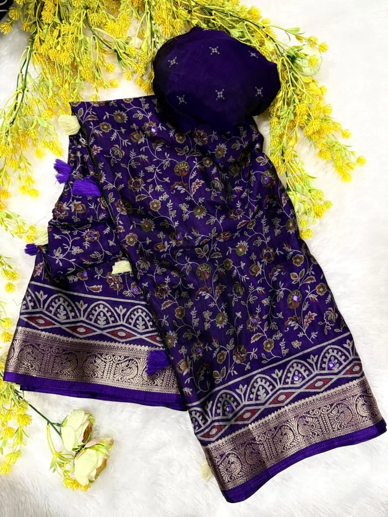 MK- AJRAKH MIRROR SAREE