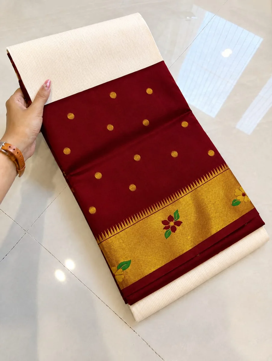 CP-Flower Brocade Paithani Saree