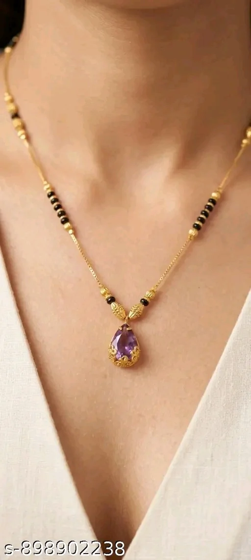 Ethnic Mangalsutra with Purple Gemstone