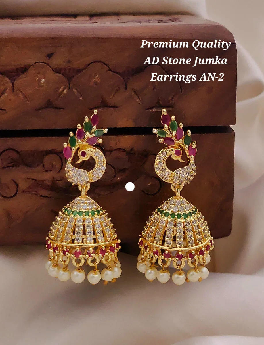 AD stone jhumka earrings
