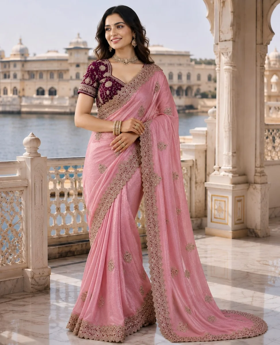 MK- Fandy satin designer saree