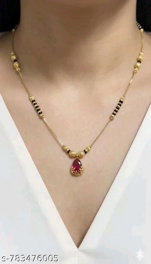 Ruby diamond pendant Mangalsutra