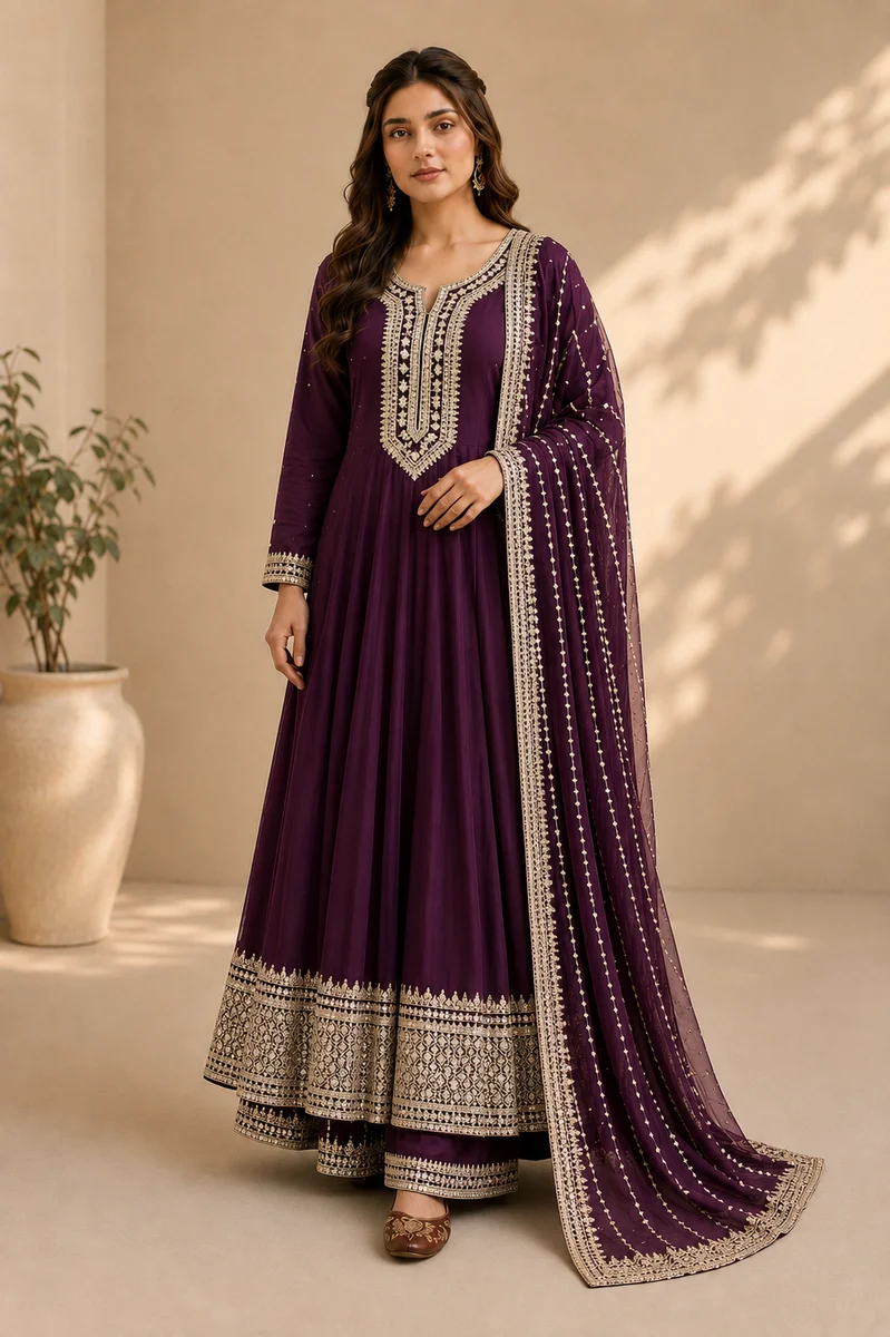 Noor-e-Ameer Plum Royal Set