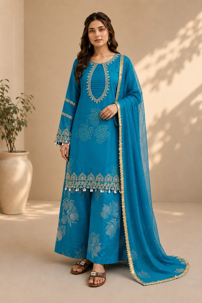 Teal Floral Palazzo Set