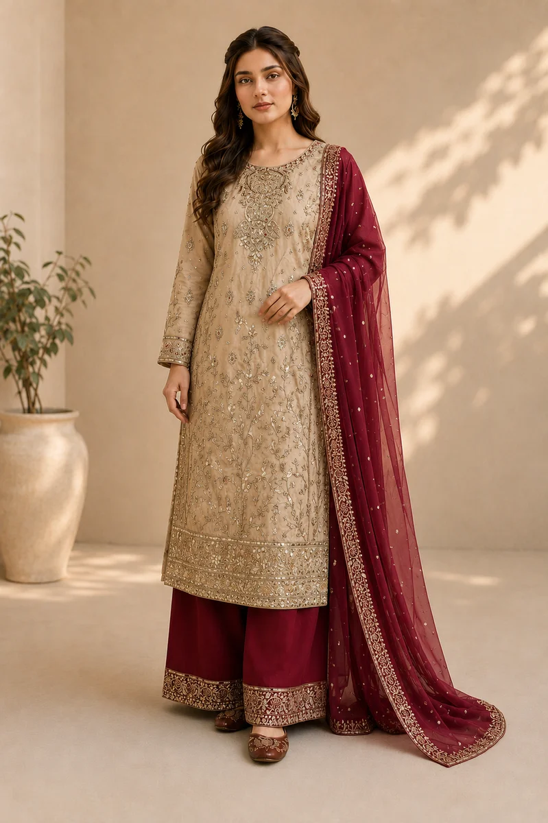 Mishaal Maroon Set