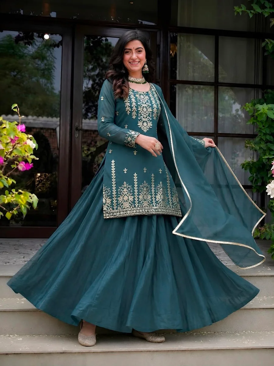 Kashish Teal Gota-Work Lehenga Suit