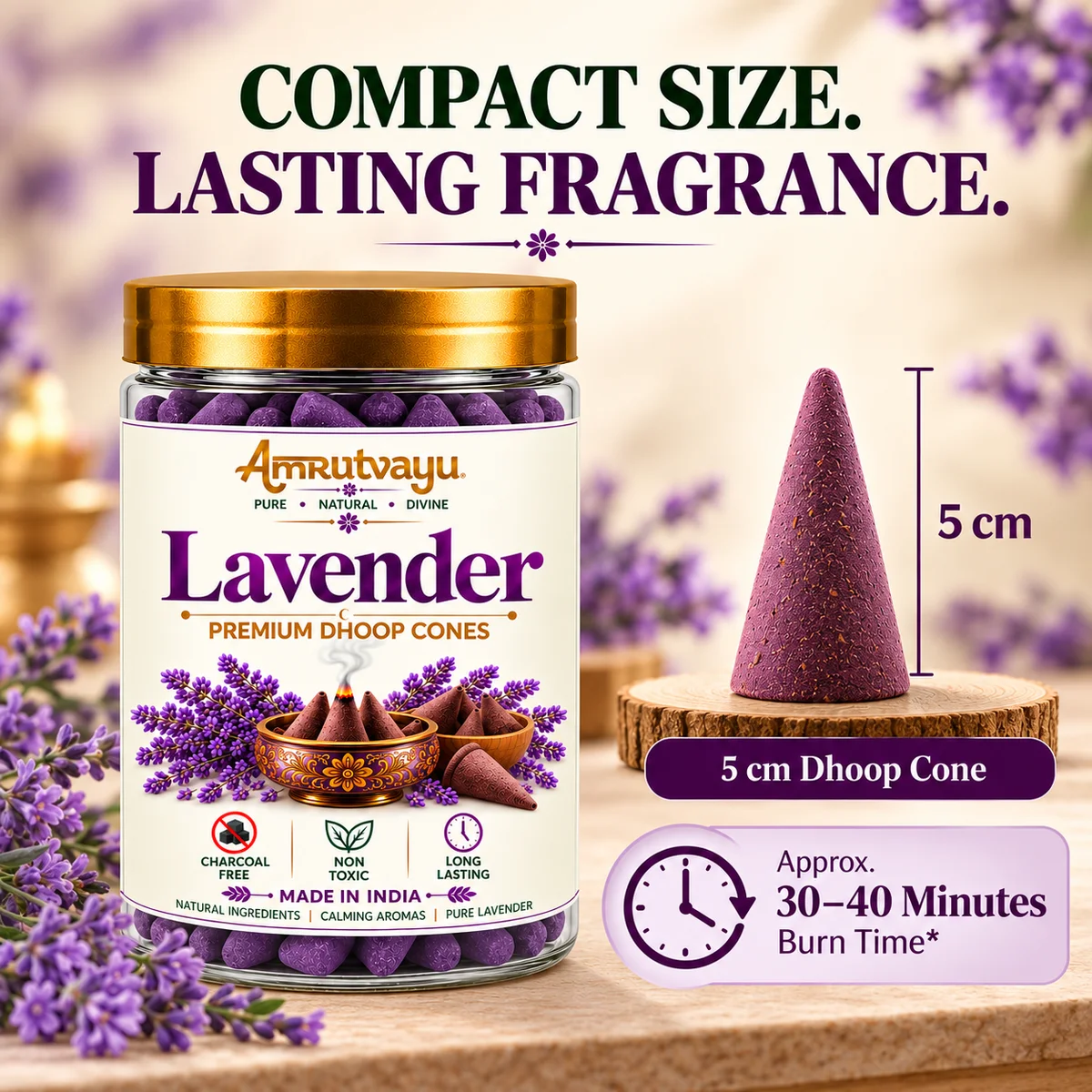 Lavender Dhoop Cone 40 Incense Cone 2