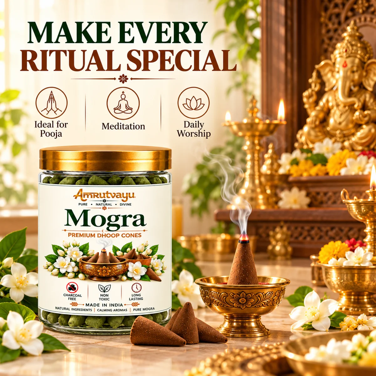 Mogra Dhoop Cone 30 incense Cone 4
