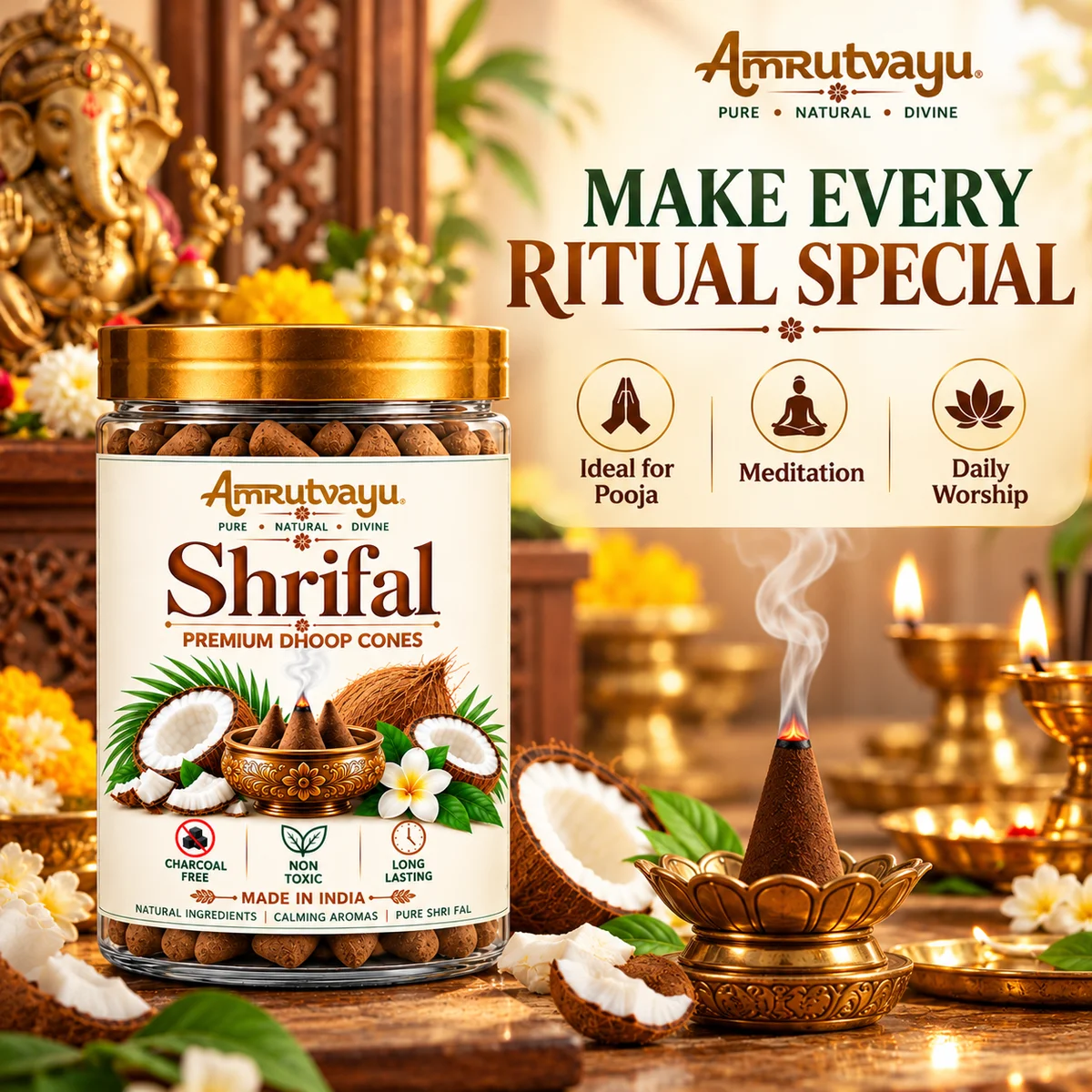 Shrifal Dhoop Cone 30 Incense Dhoop Cone 3