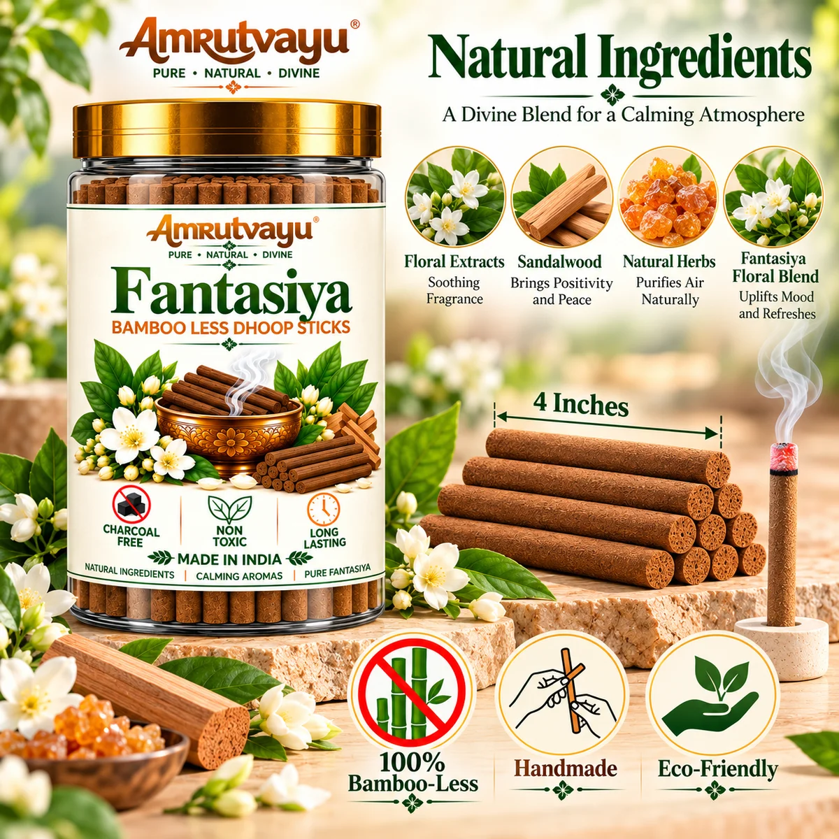 Fantasiya Dhoop Stick 4 inch 4