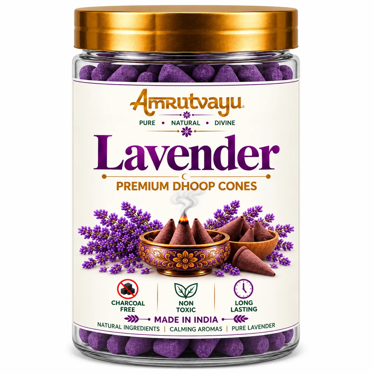 Lavender Dhoop Cone 40 Incense Cone 5