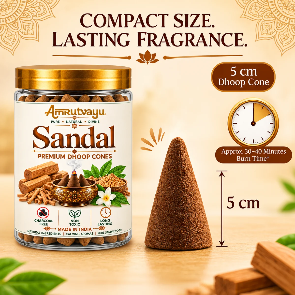 Sandal Dhoop Cone 40 Incense Cone 2