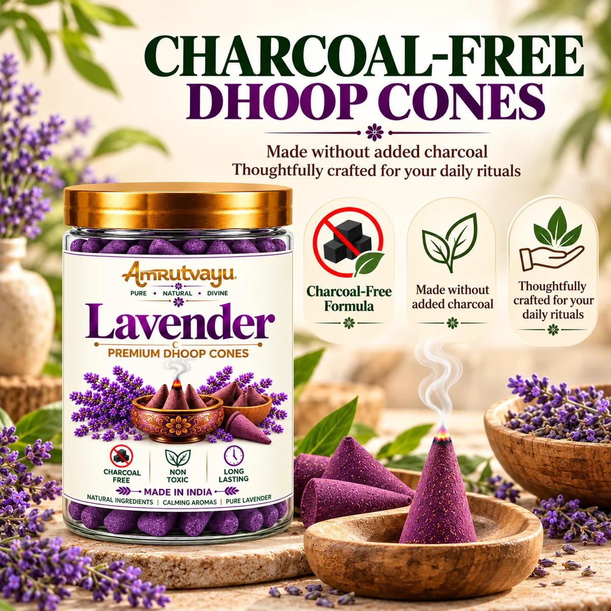Lavender Dhoop Cone 40 Incense Cone 4