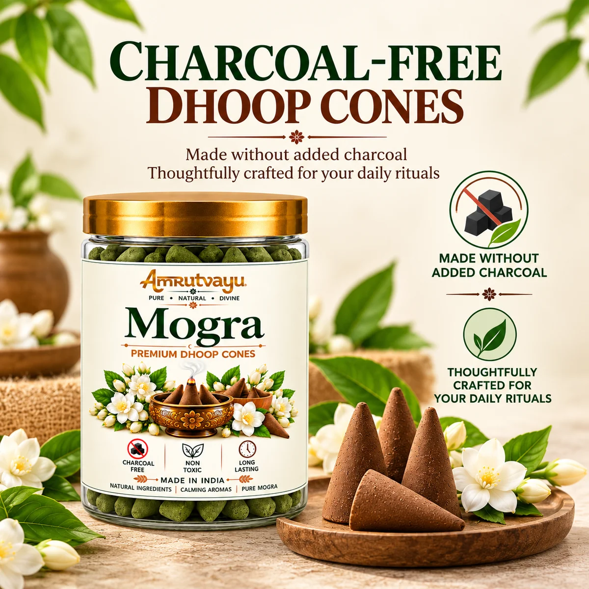 Mogra Dhoop Cone 30 incense Cone 3