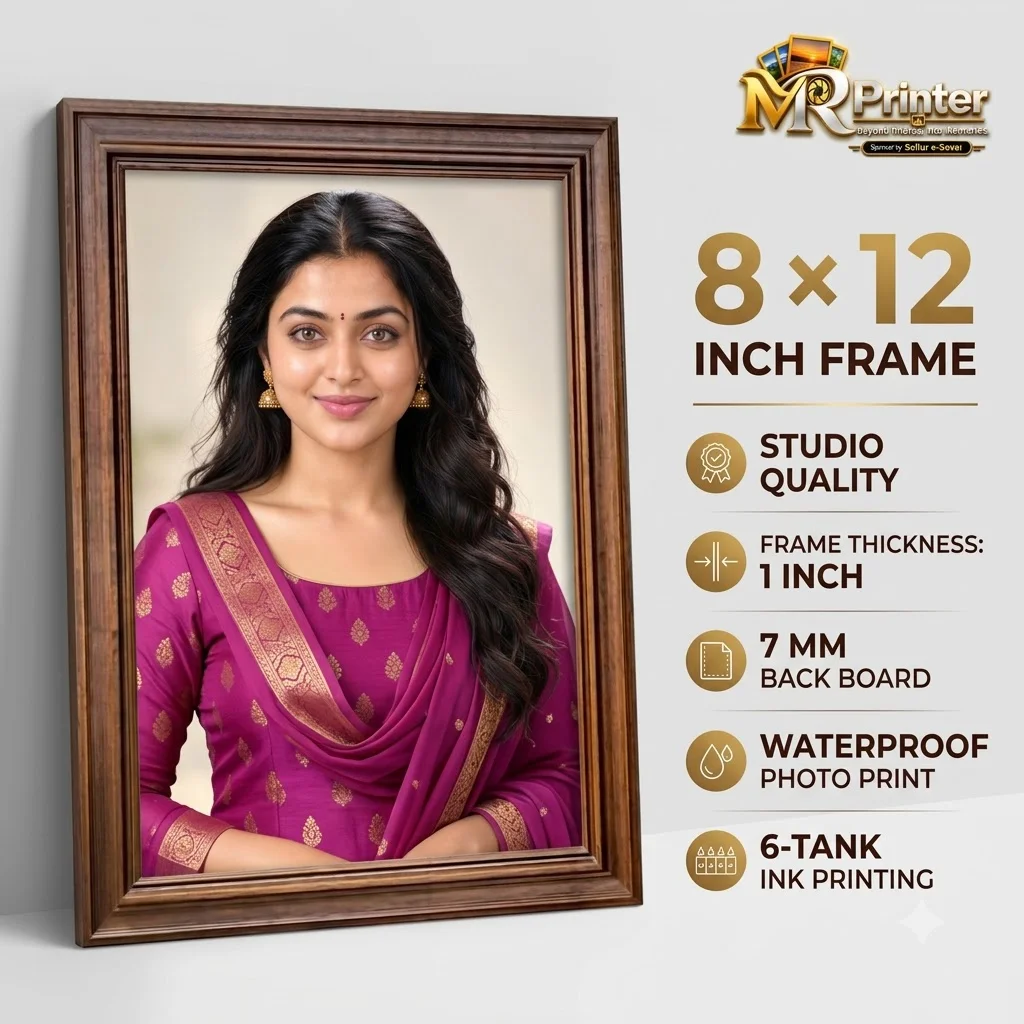 8×12 frame with 7mm back board, waterproof print and 6-tank ink printing.