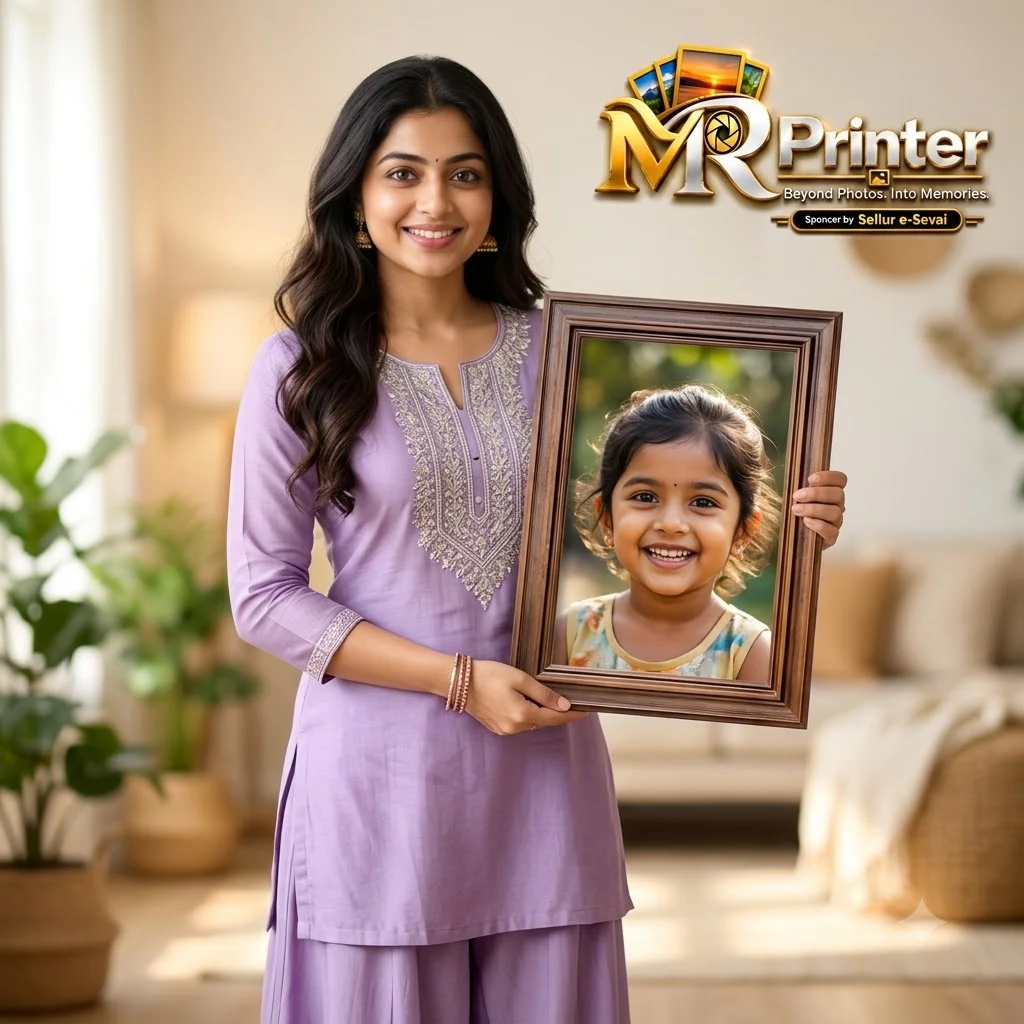 Model holding an 8×12 Studio Quality personalised photo frame.