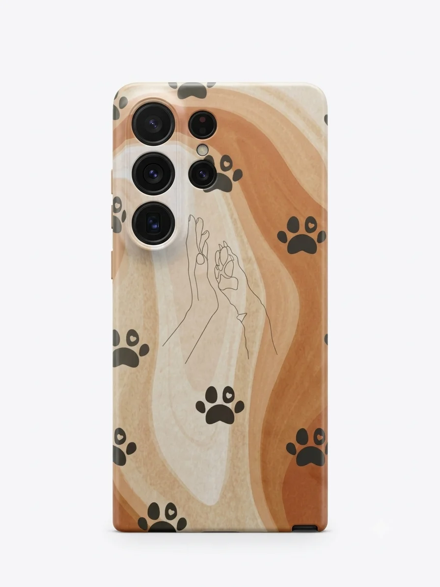 Human & Pet High-Five Paw Print Samsung S26 Ultra Case – Neutral Aesthetic