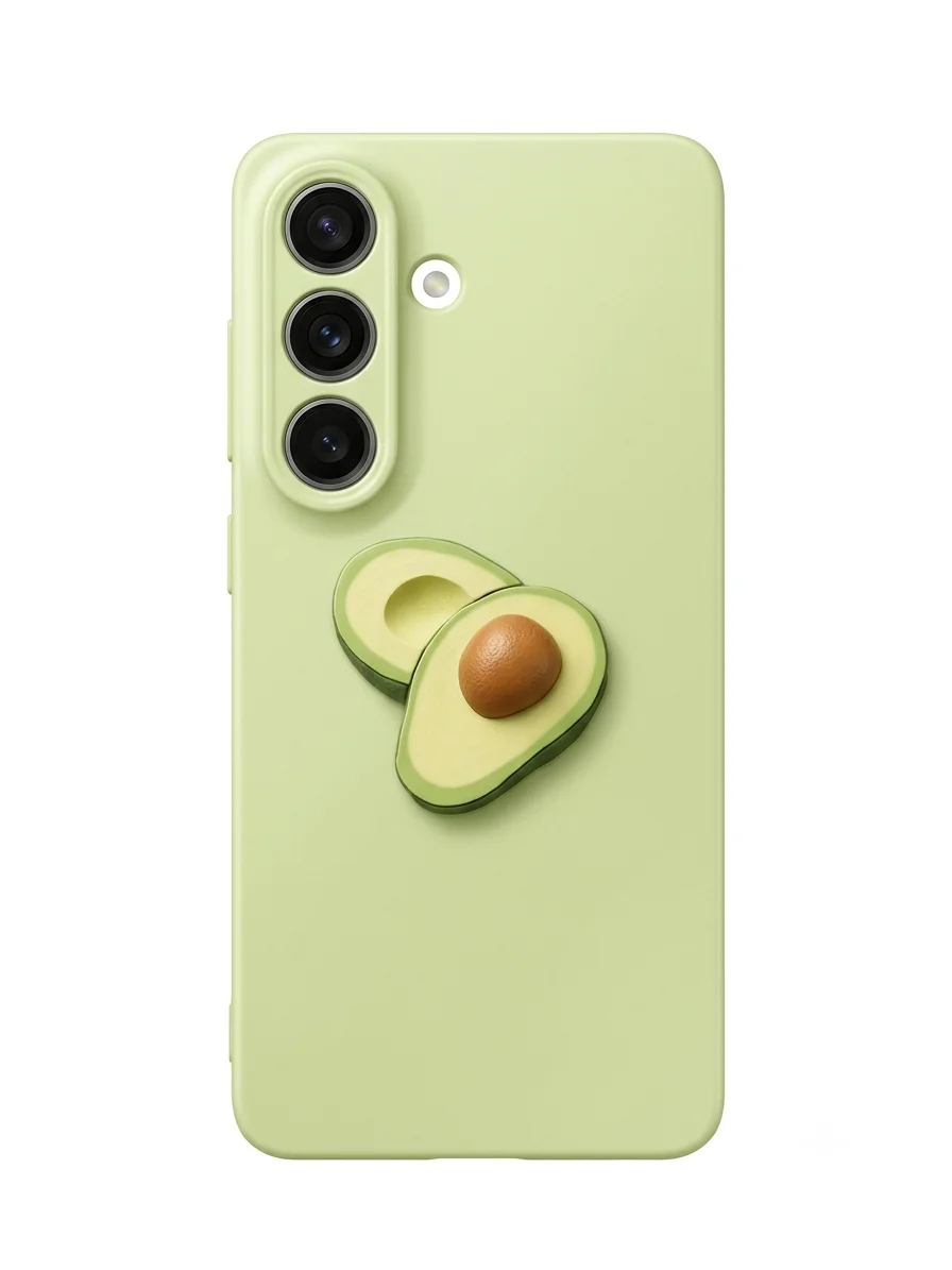 3D Avocado Halves Samsung S26 Case – Pastel Matcha Green