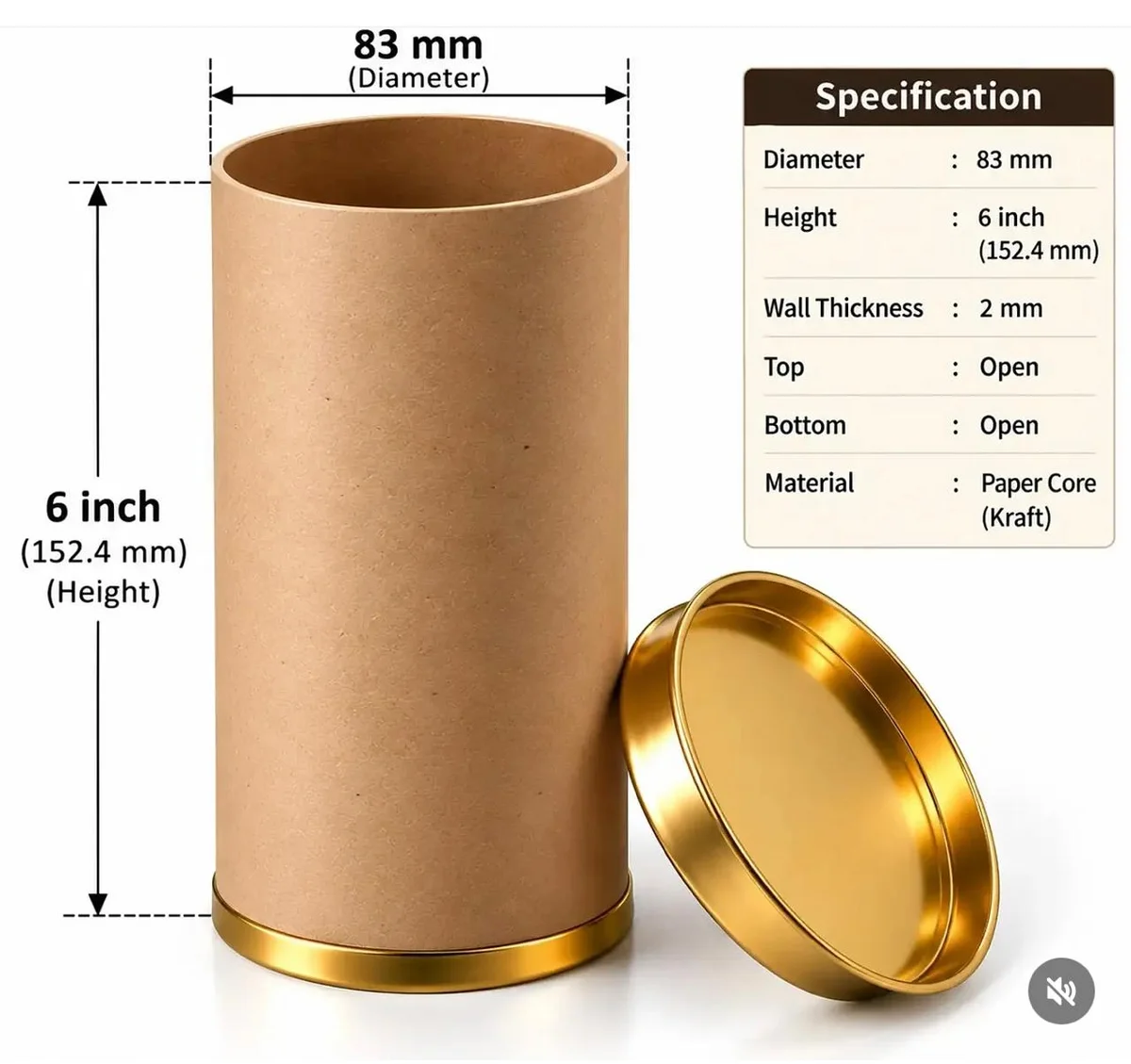 PAPER CORE BOX 83MM × 160
