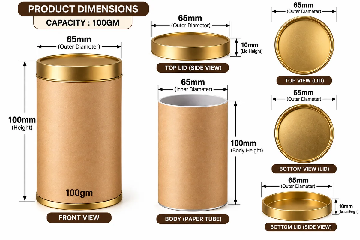 PAPER CORE BOX 100GM | 1000PCS