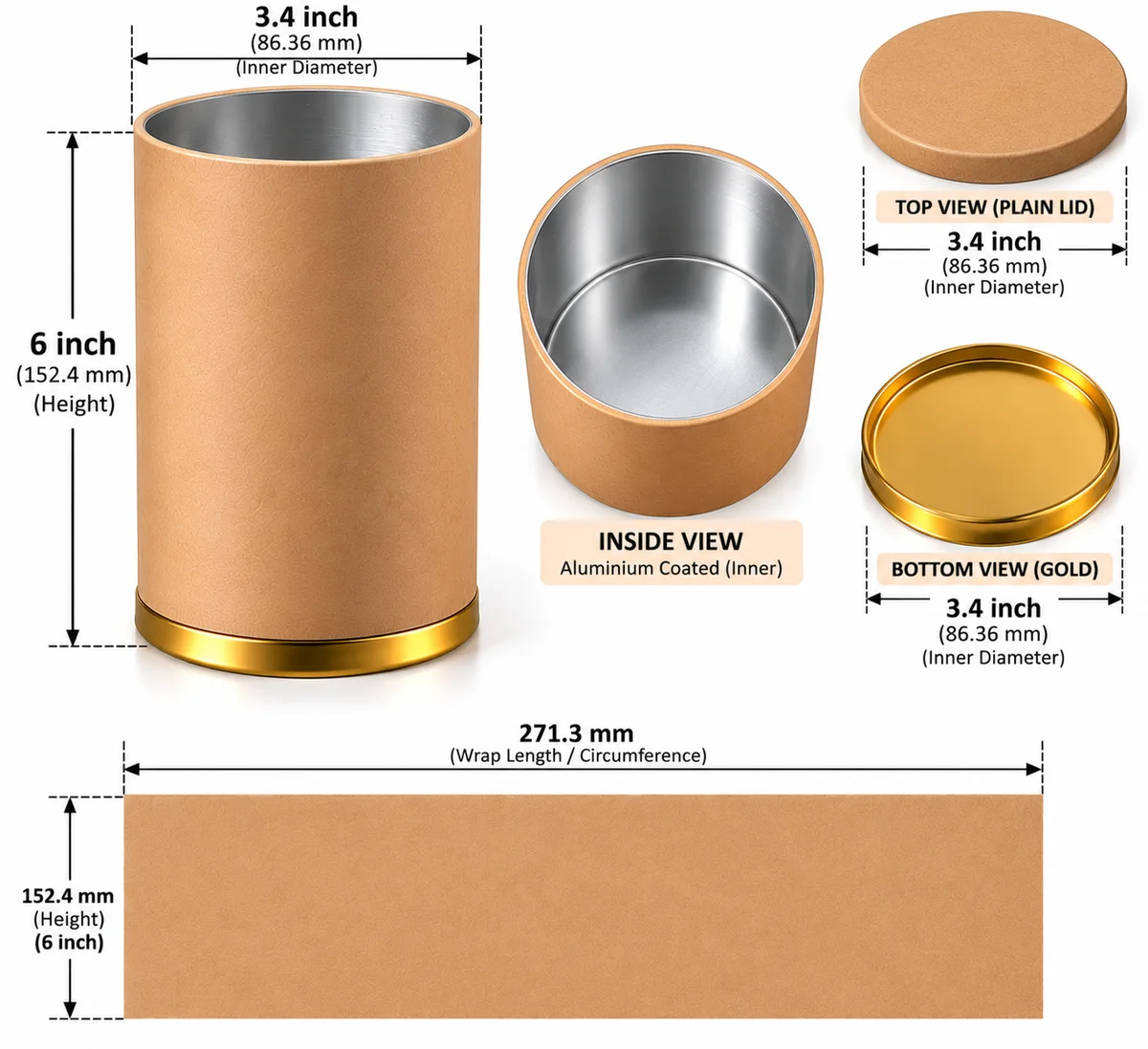 Paper Core Box 3.4 Approx x 6 inch