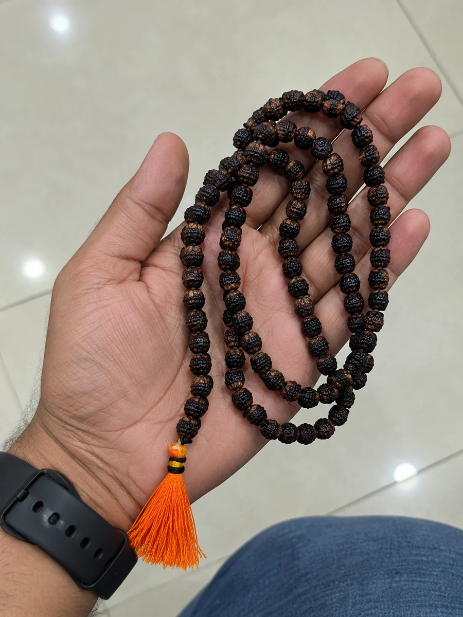 Natural Rudraksha Mala – 108 Beads | Approx. 8 mm