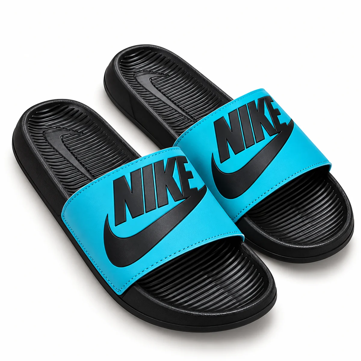 Nike Style Men's Black & Blue Casual Slides | Comfortable Daily Wear Slippers
