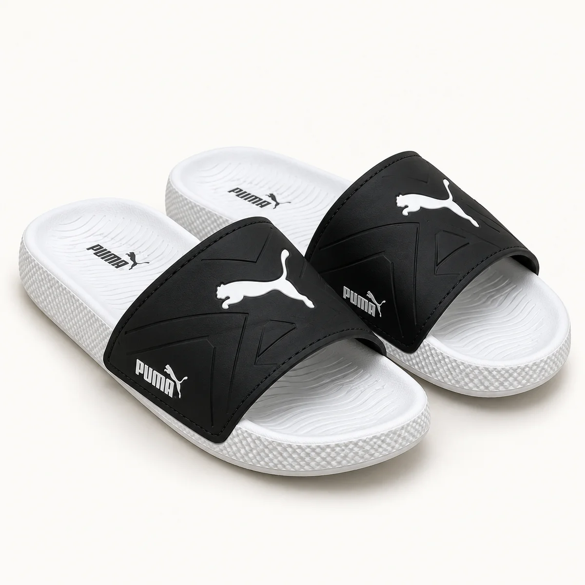 Puma Style Men's Black & White Casual Slides | Comfortable Daily Wear Slippers